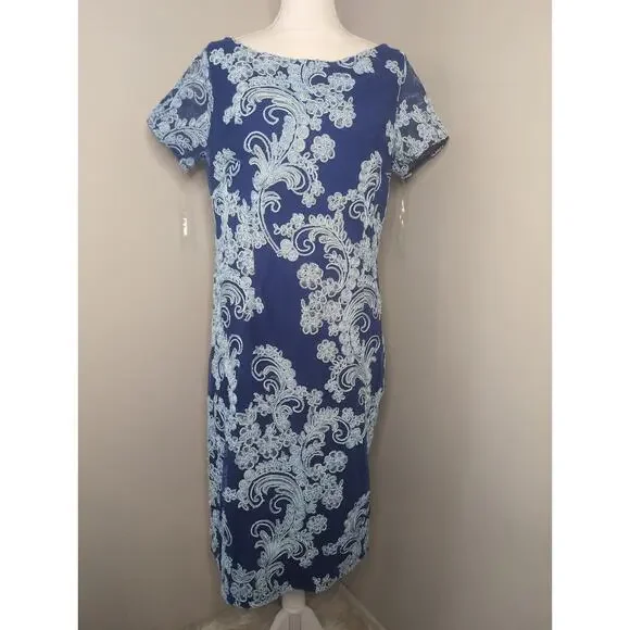 JS Collections Soutache lace embroidery blue cocktail dress 16W - Picture 1 of 9